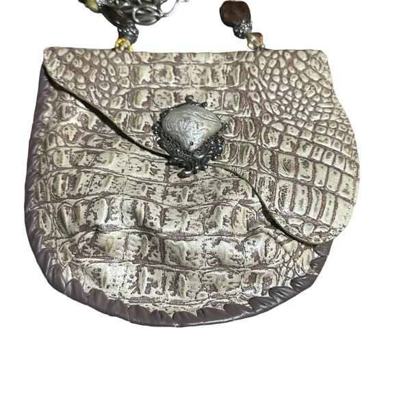 Maya Evangelista Handmade Alligator Leather Bag with Stone & Chain Detail - Picture 1 of 13